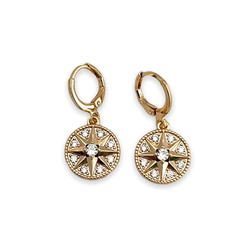 Star with clear stones drop earrings in 18k of gold plated earrings