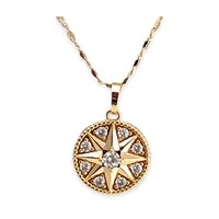 Star with clear stones pendant necklace in 18k of gold plated chains