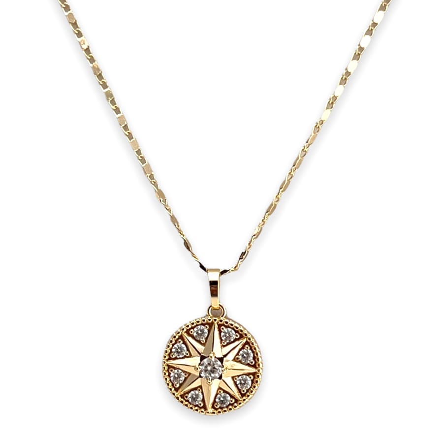 Star with clear stones pendant necklace in 18k of gold plated chains