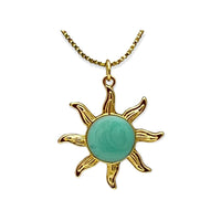 Sunshine turquoise center chain necklace in 18kts gold plated chains