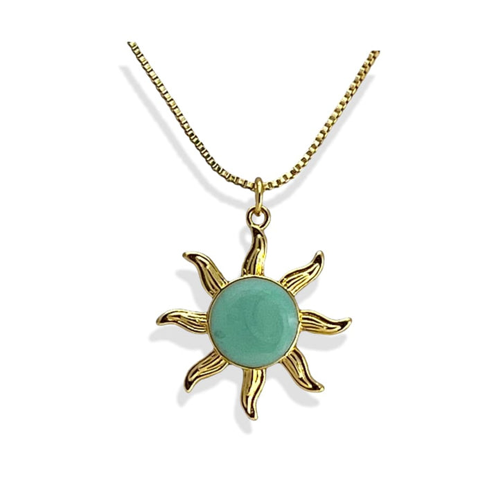 Sunshine turquoise center chain necklace in 18kts gold plated chains