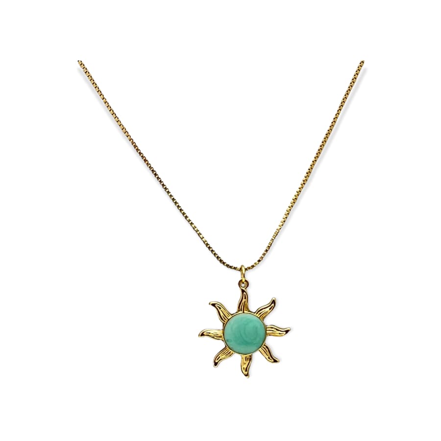 Sunshine turquoise center chain necklace in 18kts gold plated chains