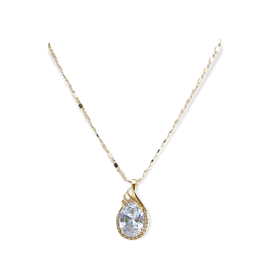 Swan cz charm necklace in 18k of gold plated chains