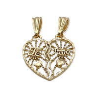 Te amo heart pendant in 18k of gold layering charms & pendants