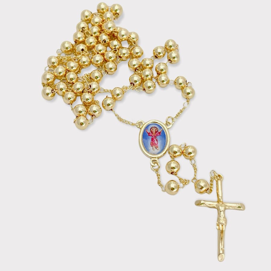 The divine child nino divino portrait gold plated rosary necklace rosary