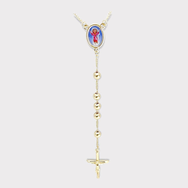 The divine child nino divino portrait gold plated rosary necklace rosary