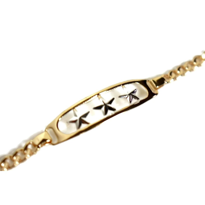 Three silver stars curb link bracelet 18kts of gold plated 6 bracelets