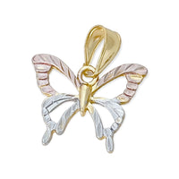 Three tones diamond cut butterfly pendant in 18k of gold layering charms & pendants