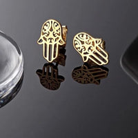 Tiny hamsa hand gold plated studs earrings earrings