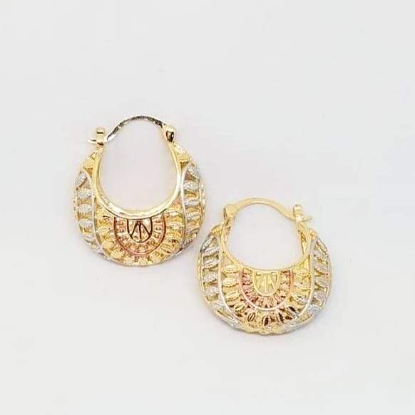 Tribal filigree hoops earrings 18kts of gold plated earrings