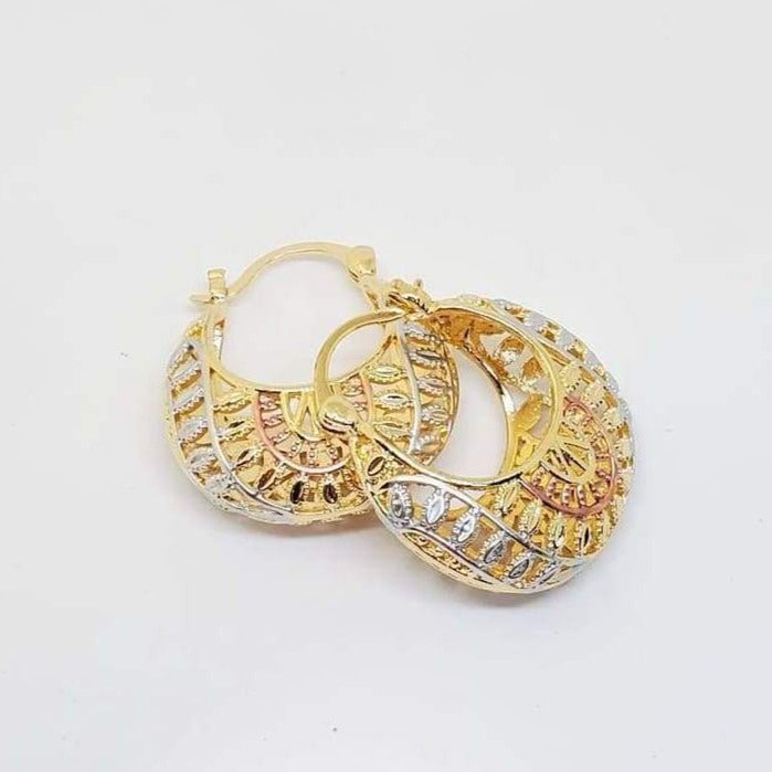 Tribal filigree hoops earrings 18kts of gold plated earrings