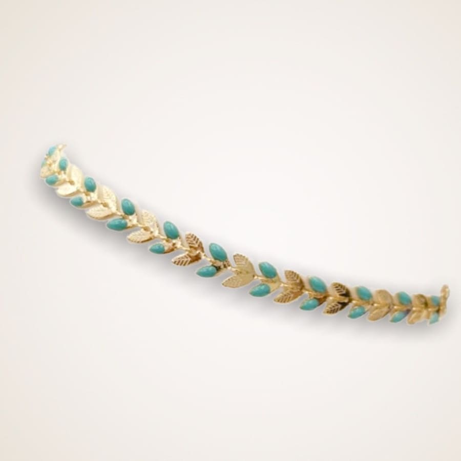 Turquoise leafs anklet 18k of gold plated anklet