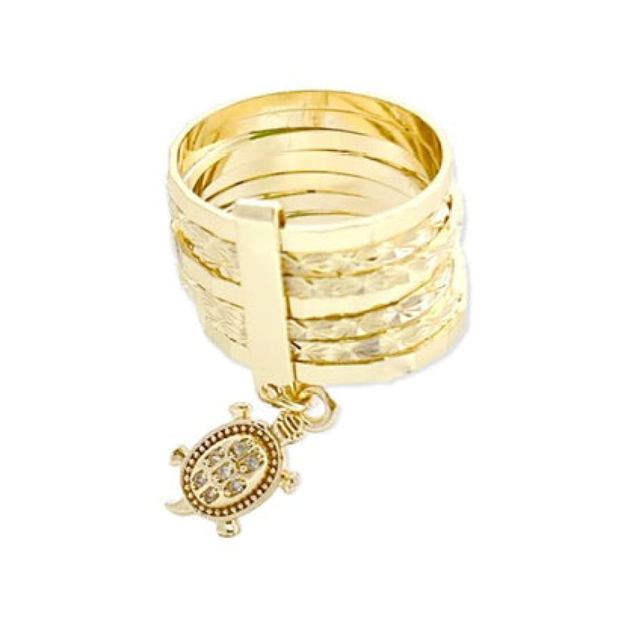 Turtle charm semanario ring in 18k gold plated rings