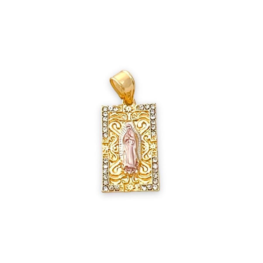 Virgin guadalupe rectangular pendant in 18k of gold layering charms & pendants