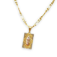 Virgin guadalupe rectangular pendant in 18k of gold layering charms & pendants