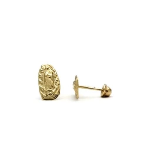 Virgin guadalupe small screw back post studs earrings in solid gold earrings