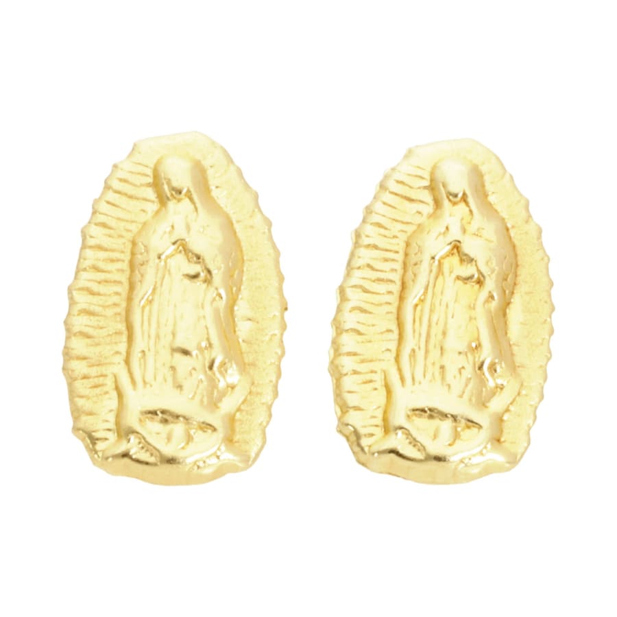 Virgin guadalupe small screw back post studs earrings in solid gold 14k earrings