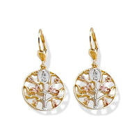 Virgin with roses dangle earrings in 18k of gold plated earrings